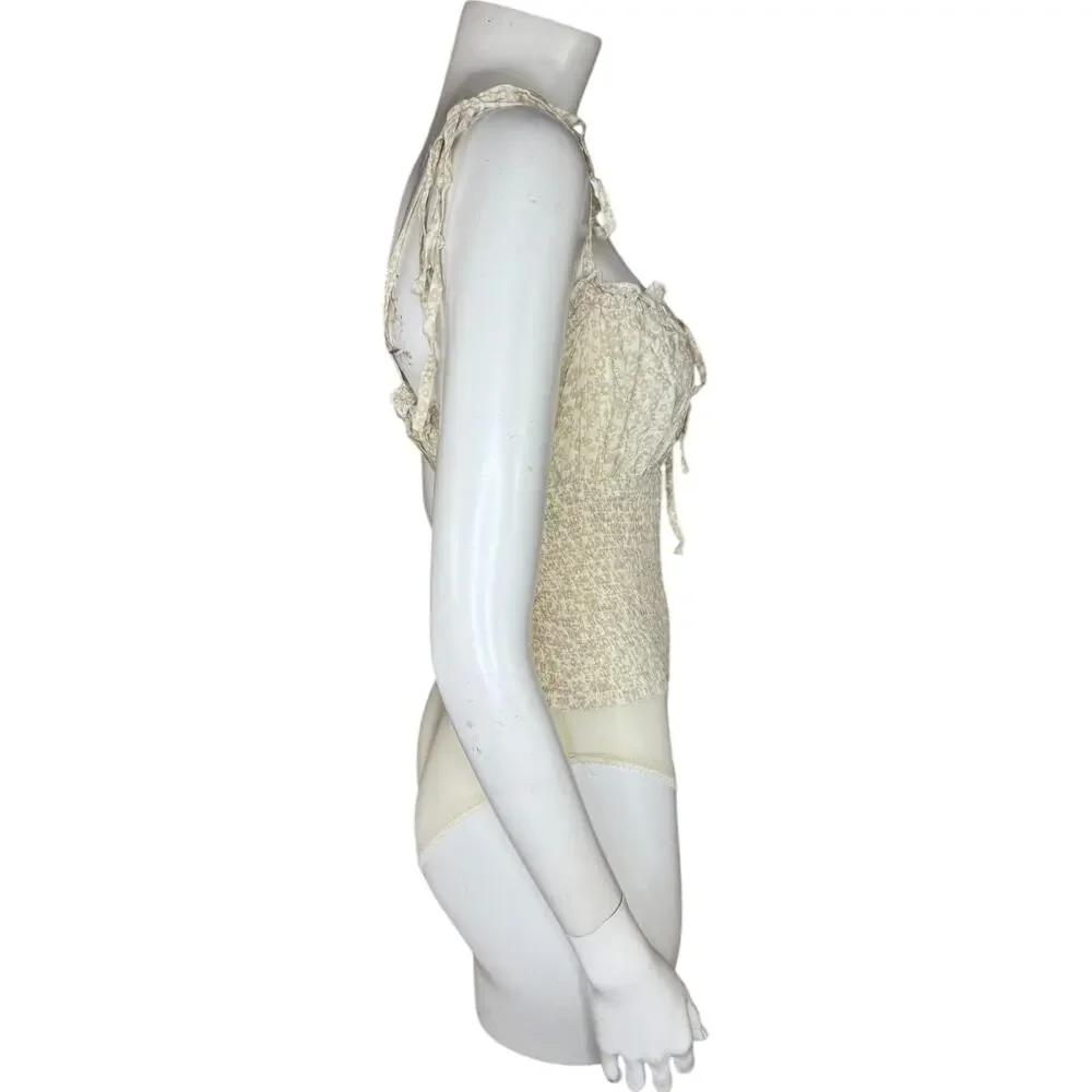 Intimately Free People‎ Ivory Combo Bardot Sleeveless Bodysuit Womens M NWT
